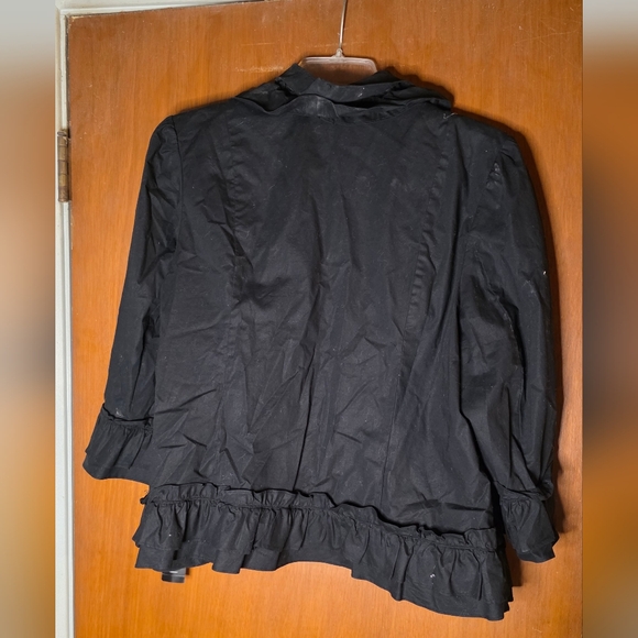 INC International Concepts 2X Black Ruffle Open Front Jacket Cotton Blend NWT - Picture 3 of 6